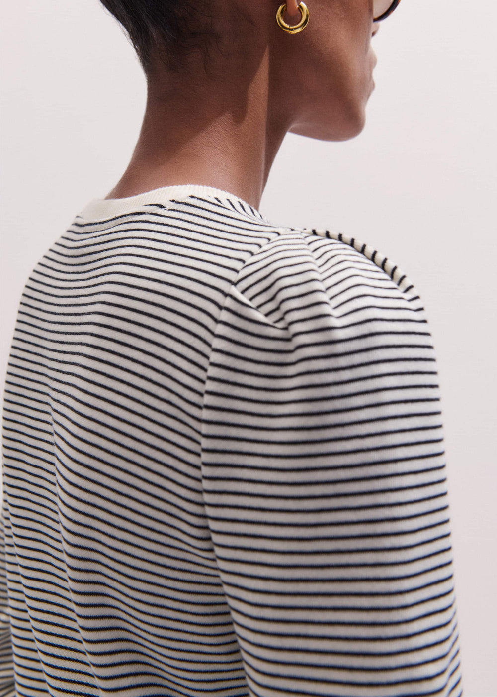 Navy Stripe Pouf Sleeve Sweatshirt