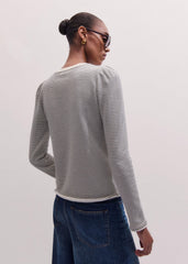 Navy Stripe Pouf Sleeve Sweatshirt