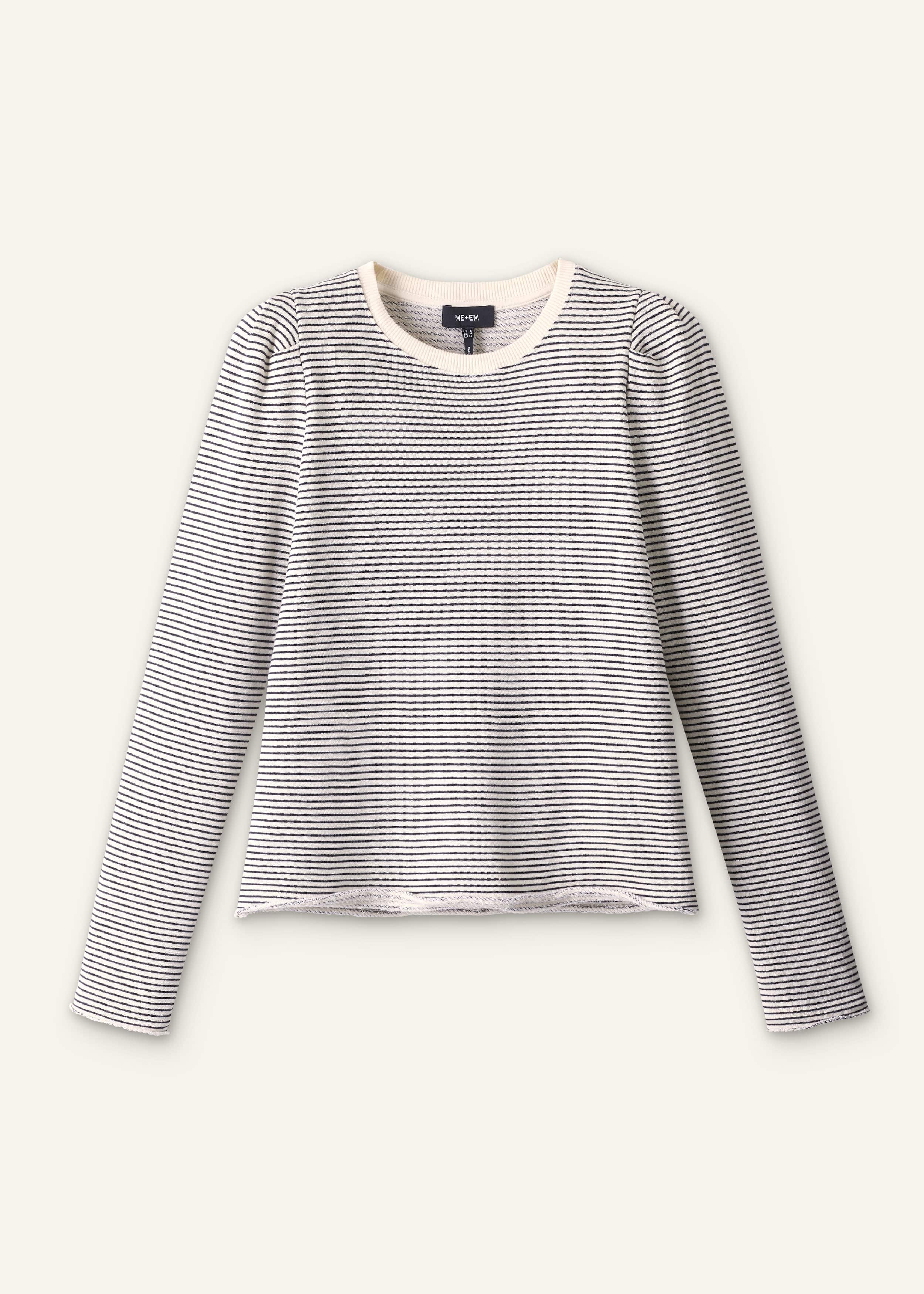 Navy Stripe Pouf Sleeve Sweatshirt