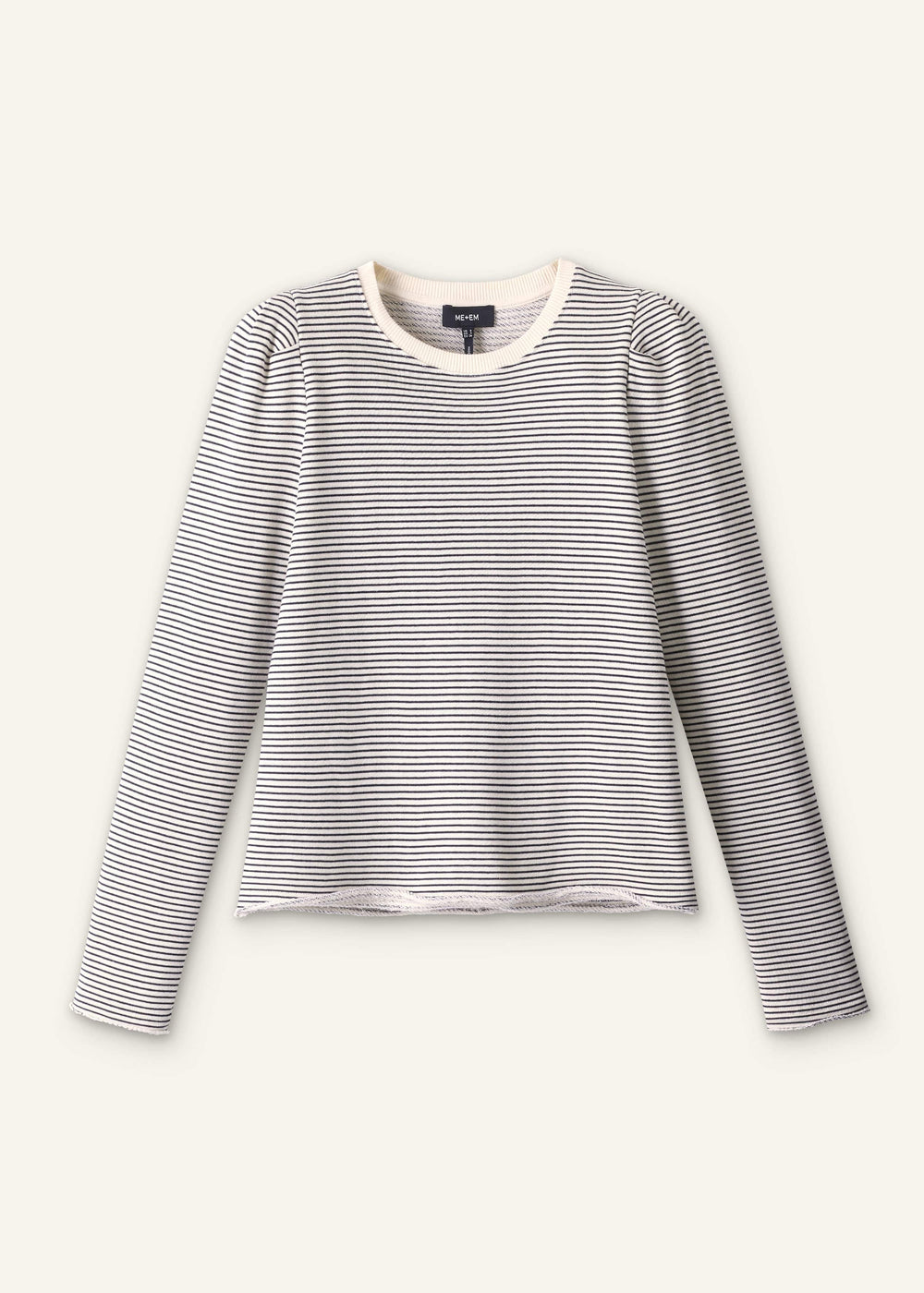 Navy Stripe Pouf Sleeve Sweatshirt