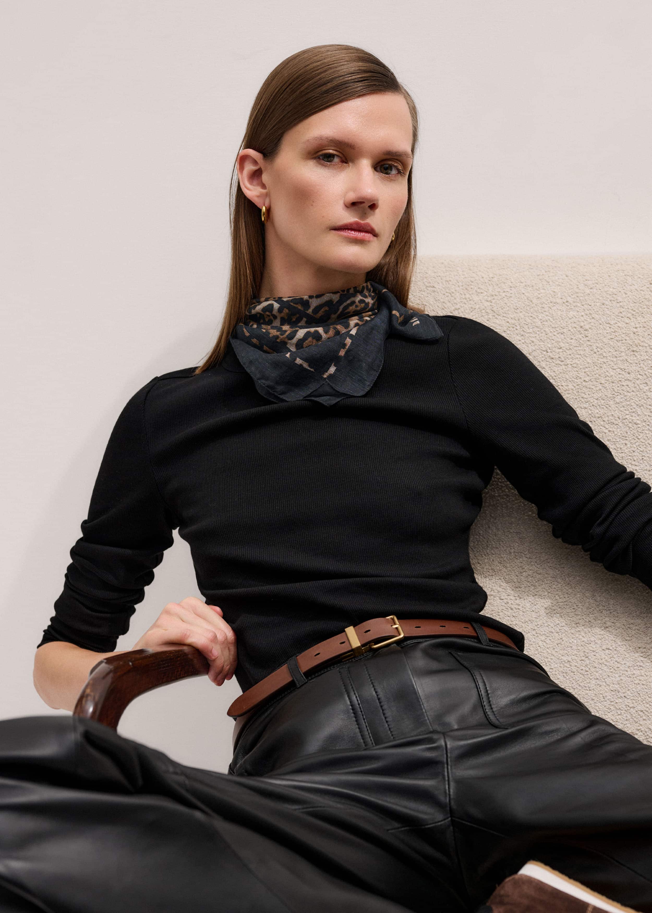 Black Cotton Rib Perfect Basic Top