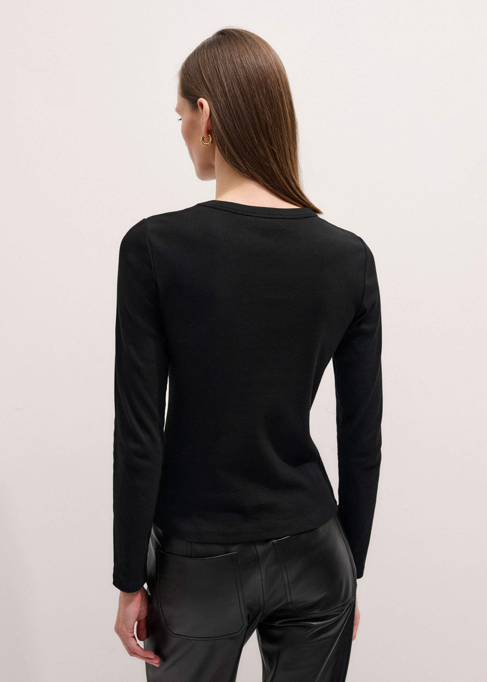 Black Cotton Rib Perfect Basic Top