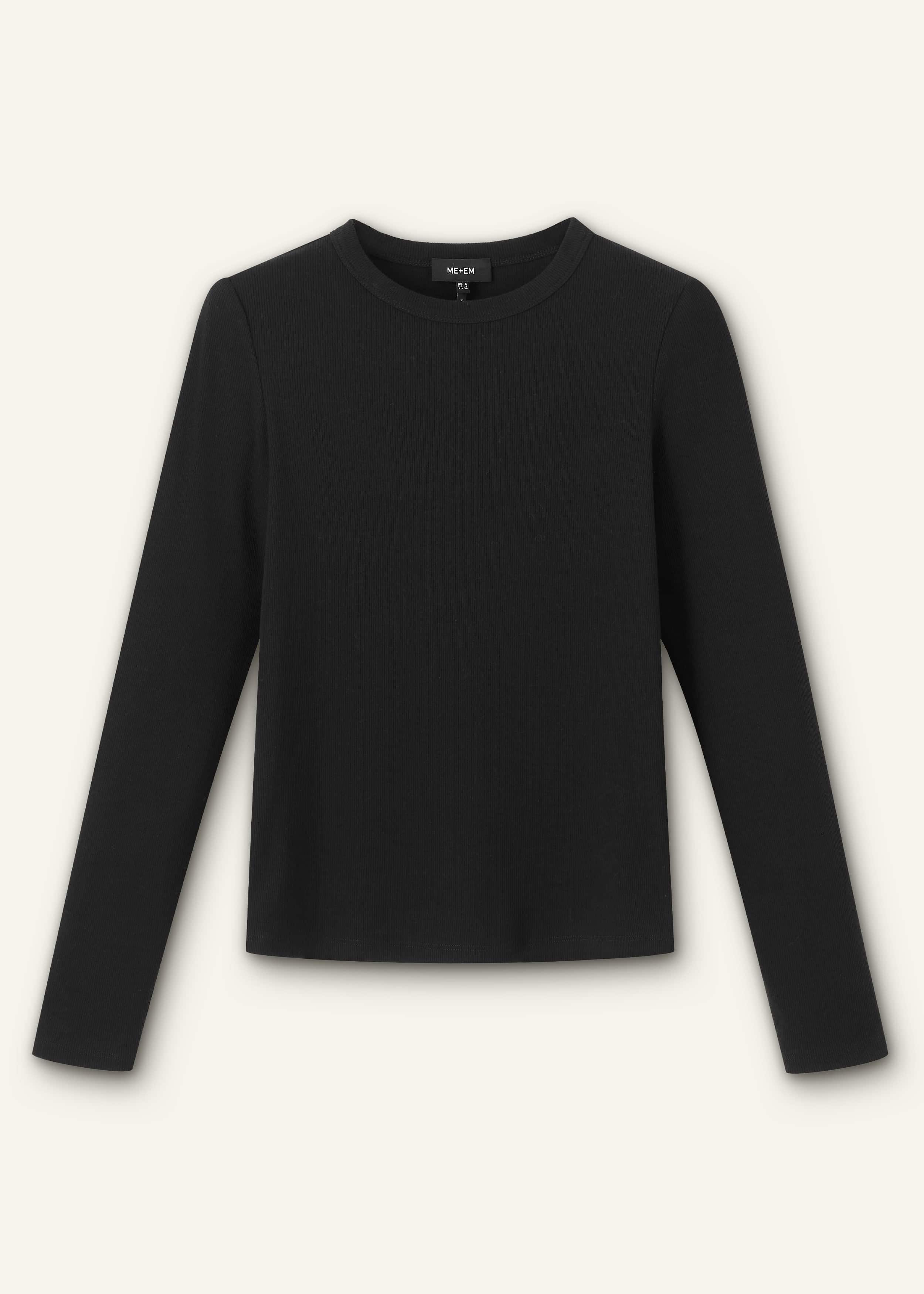Black Cotton Rib Perfect Basic Top
