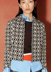 Navy Graphic Jacquard Zip-Through Jacket