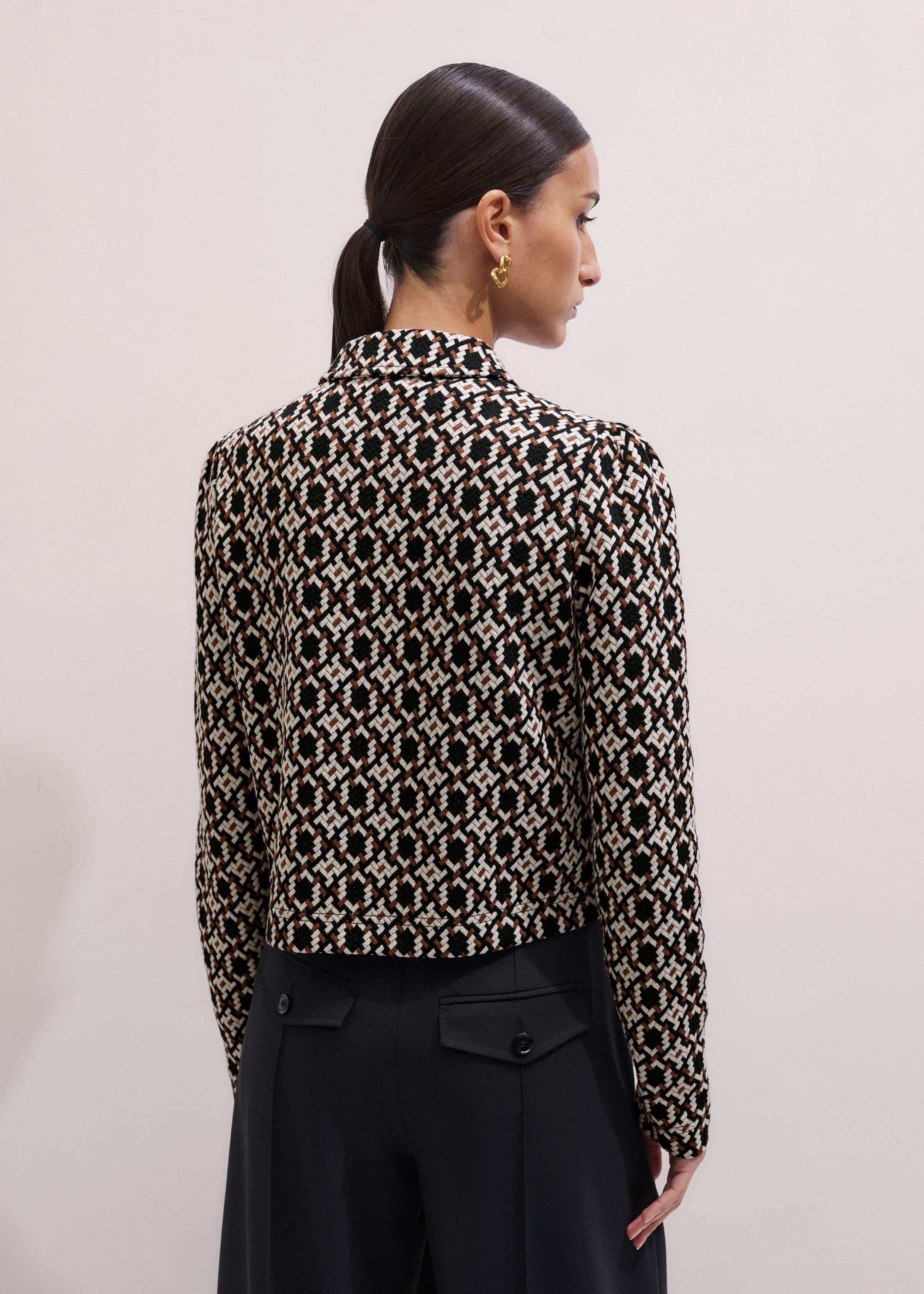 Navy Graphic Jacquard Zip-Through Jacket