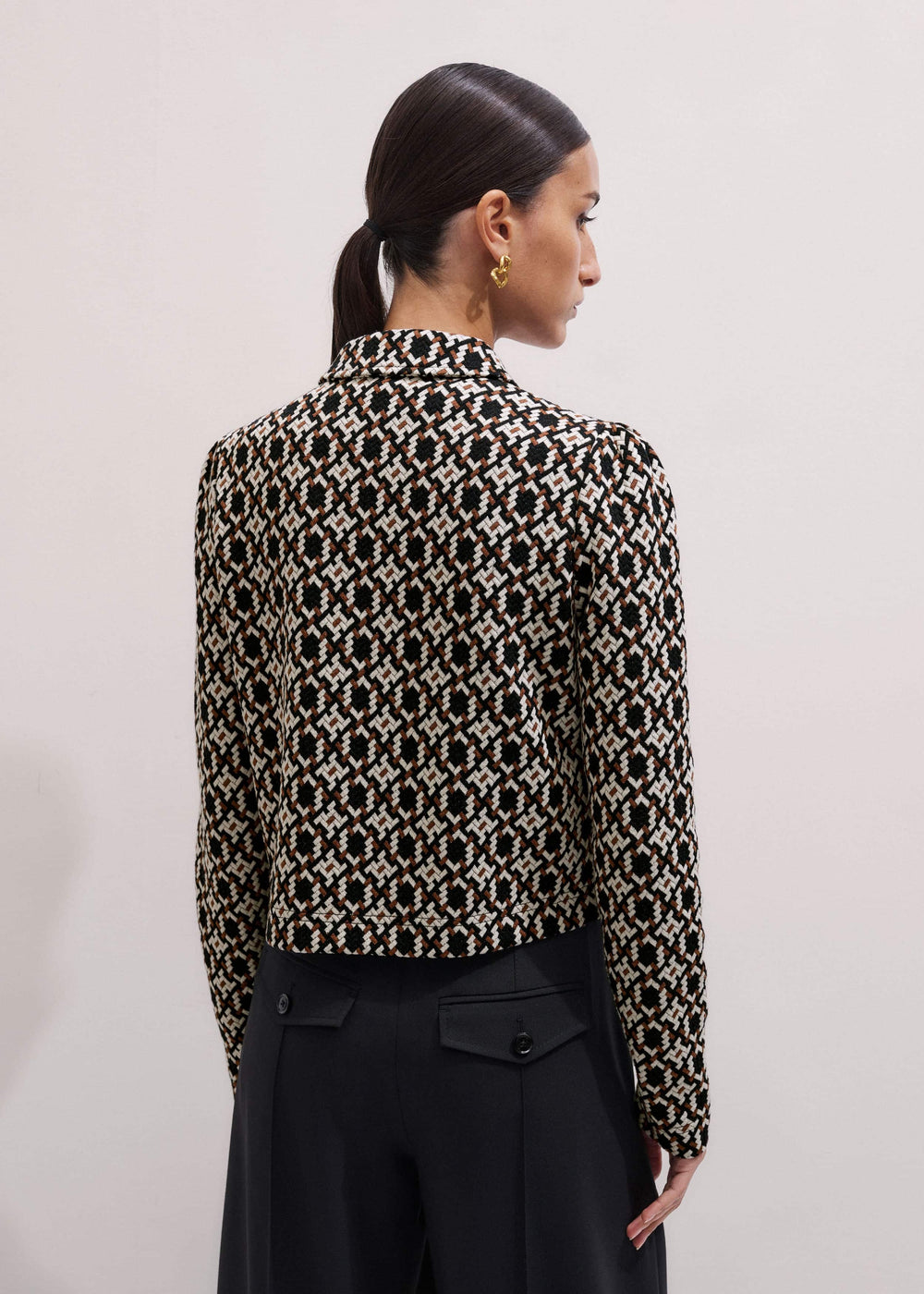 Navy Graphic Jacquard Zip-Through Jacket