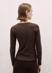 Brown Cotton Rib Perfect Basic Top