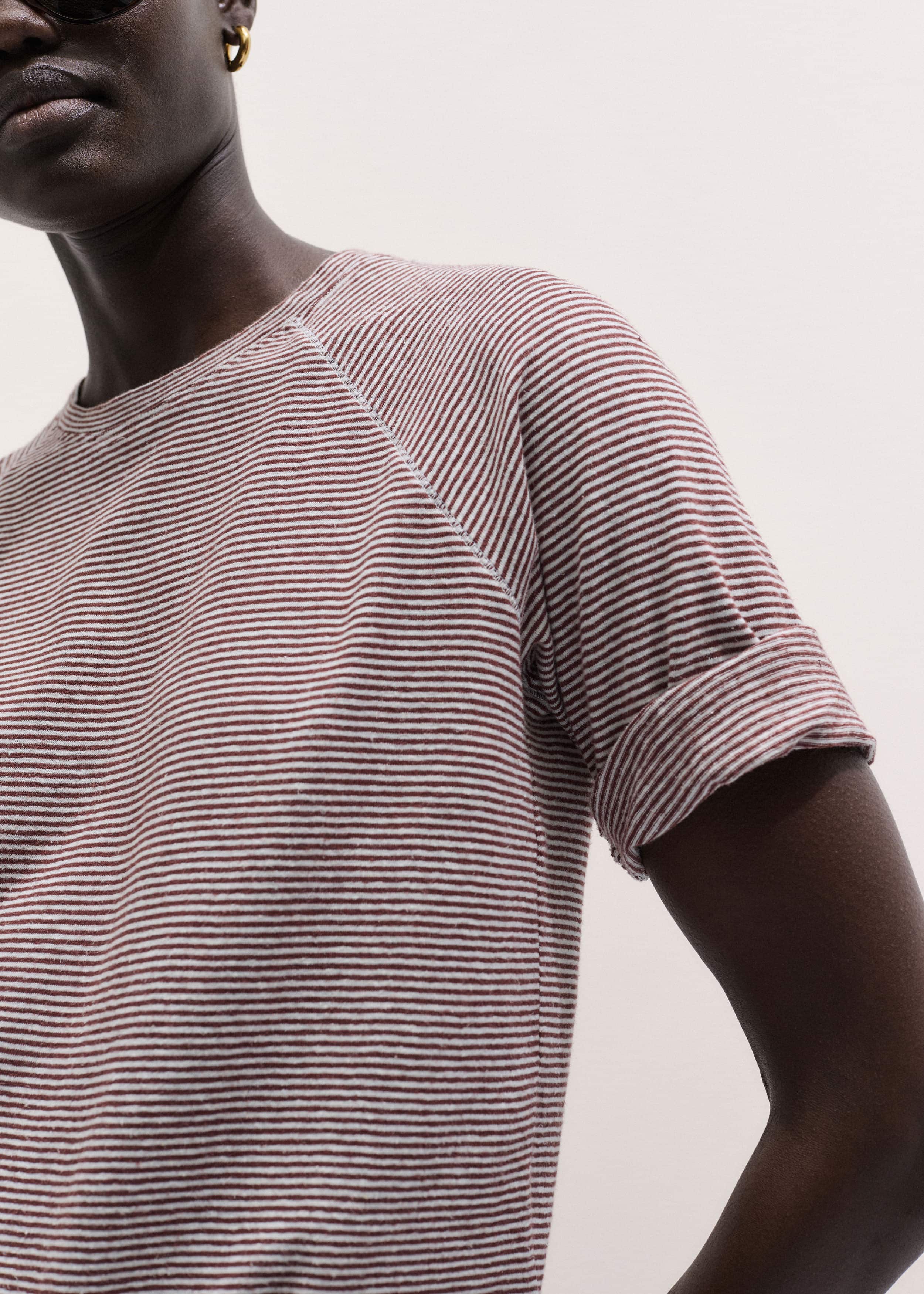 Cinnamon Soft Washed Stripe Raglan Tee