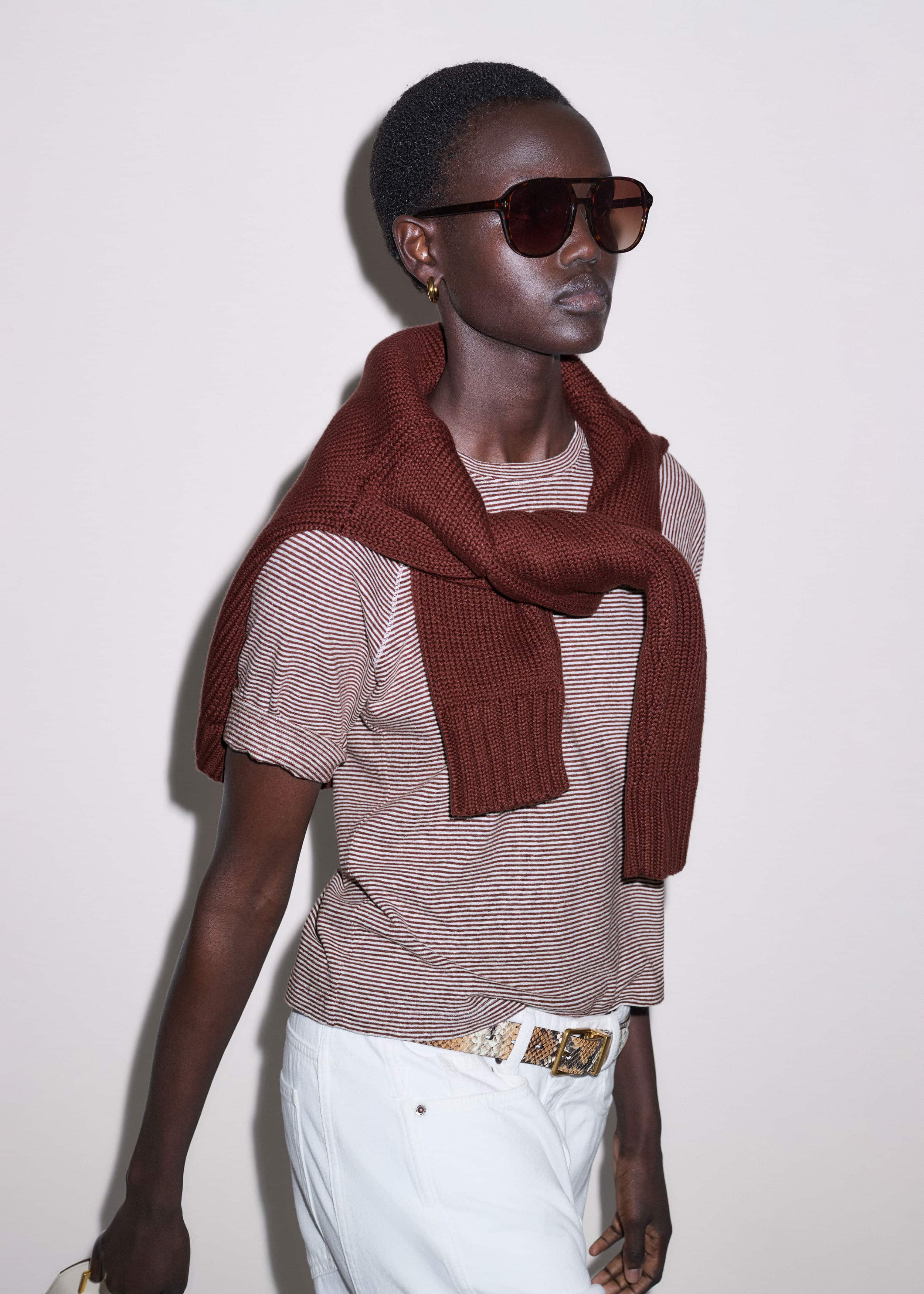 Cinnamon Soft Washed Stripe Raglan Tee