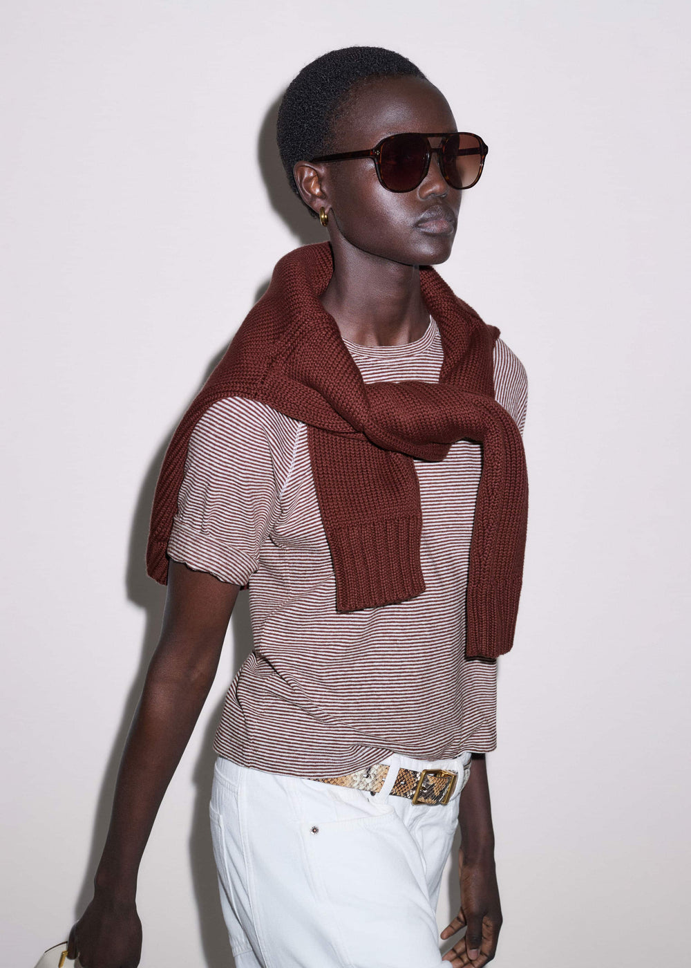 Cinnamon Soft Washed Stripe Raglan Tee