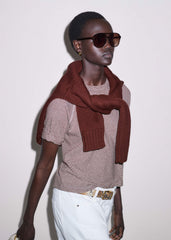 Cinnamon Soft Washed Stripe Raglan Tee