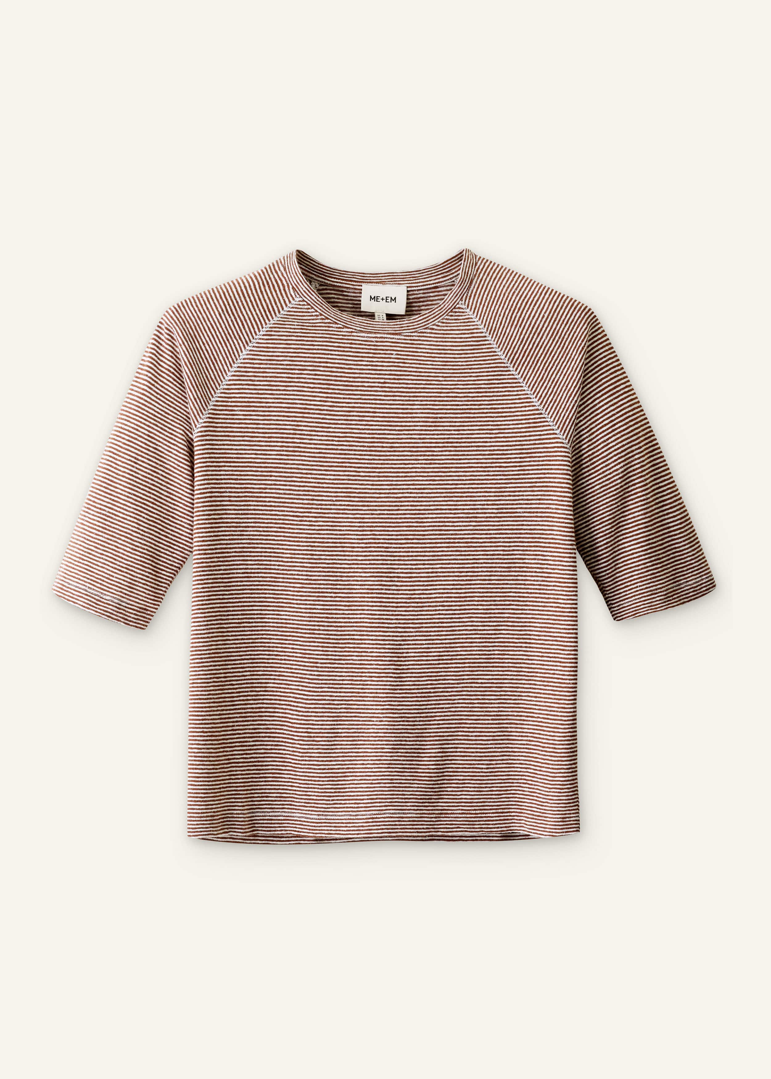 Cinnamon Soft Washed Stripe Raglan Tee