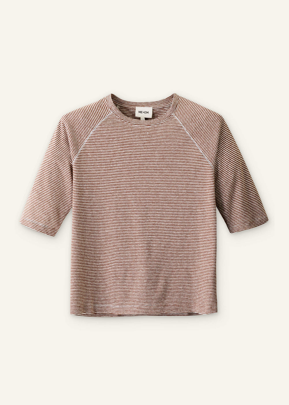 Cinnamon Soft Washed Stripe Raglan Tee