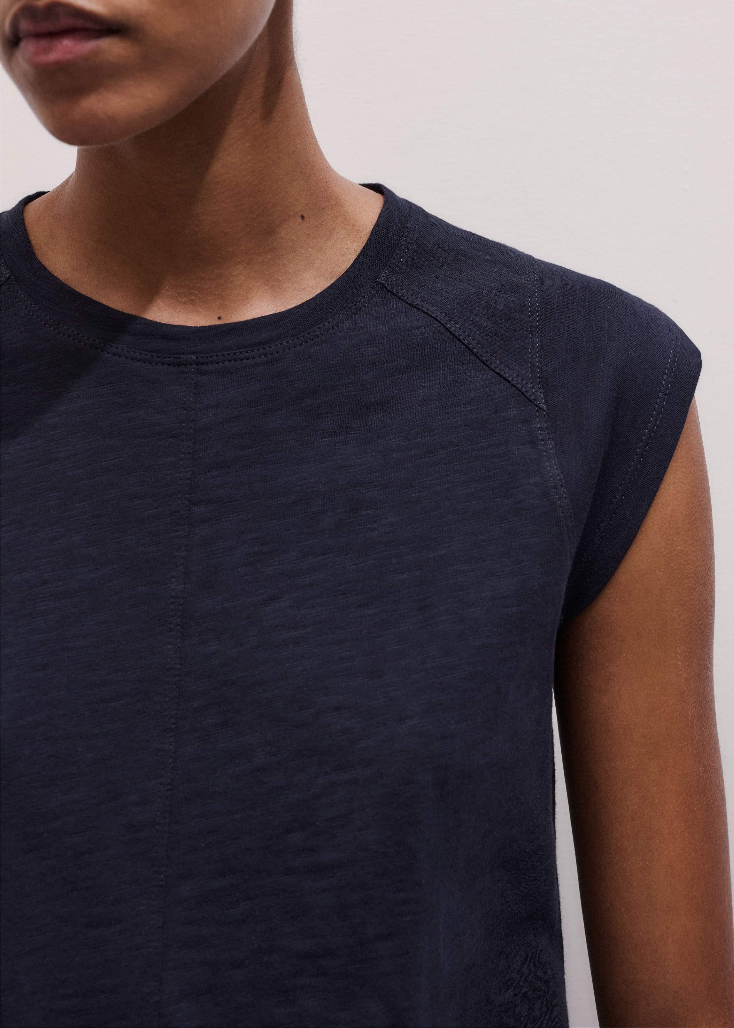 Navy Cap Sleeve Crew Neck Swing Tee