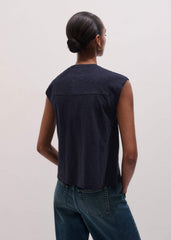 Navy Cap Sleeve Crew Neck Swing Tee