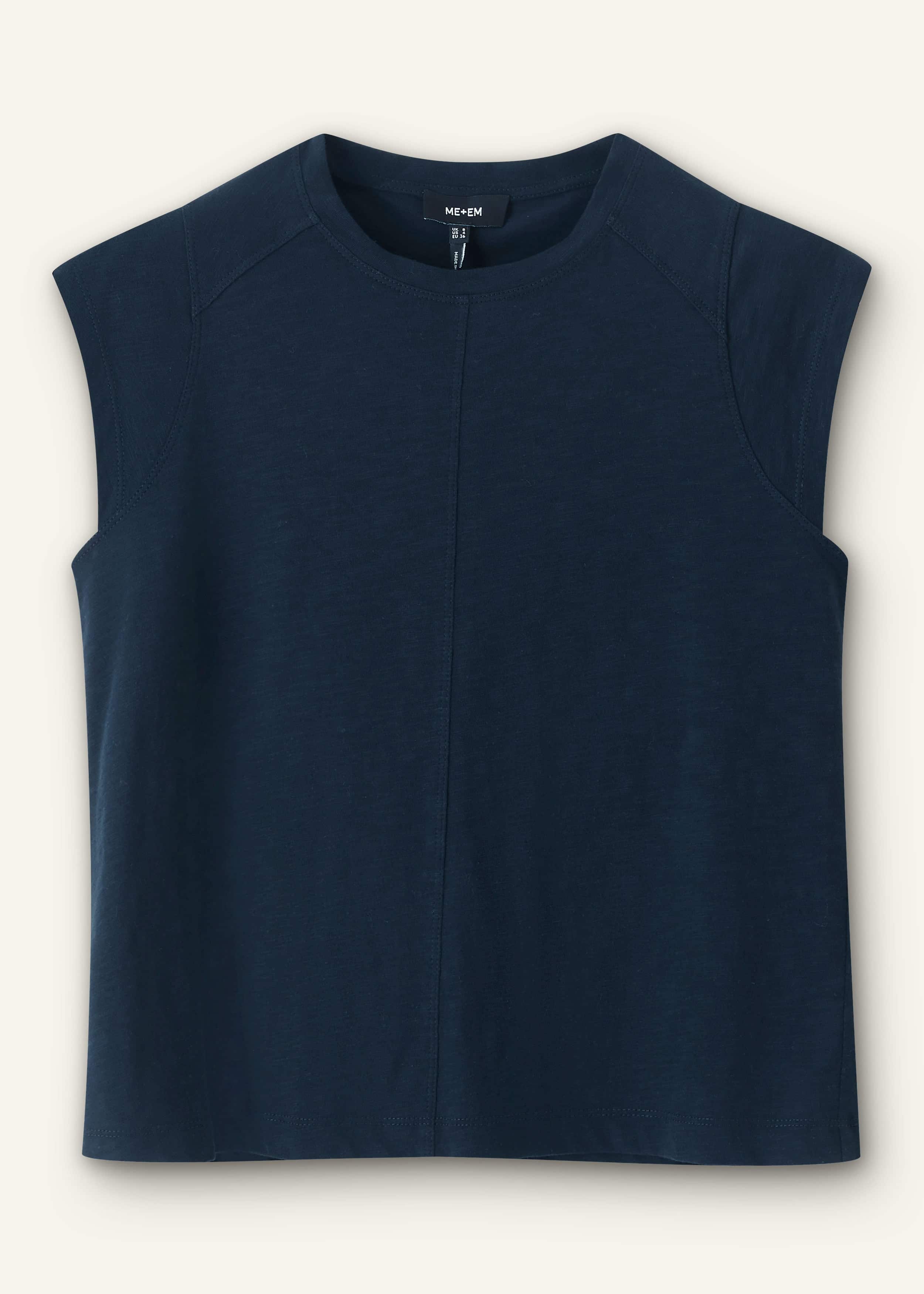 Navy Cap Sleeve Crew Neck Swing Tee