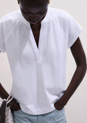 White Open Placket Swing Top
