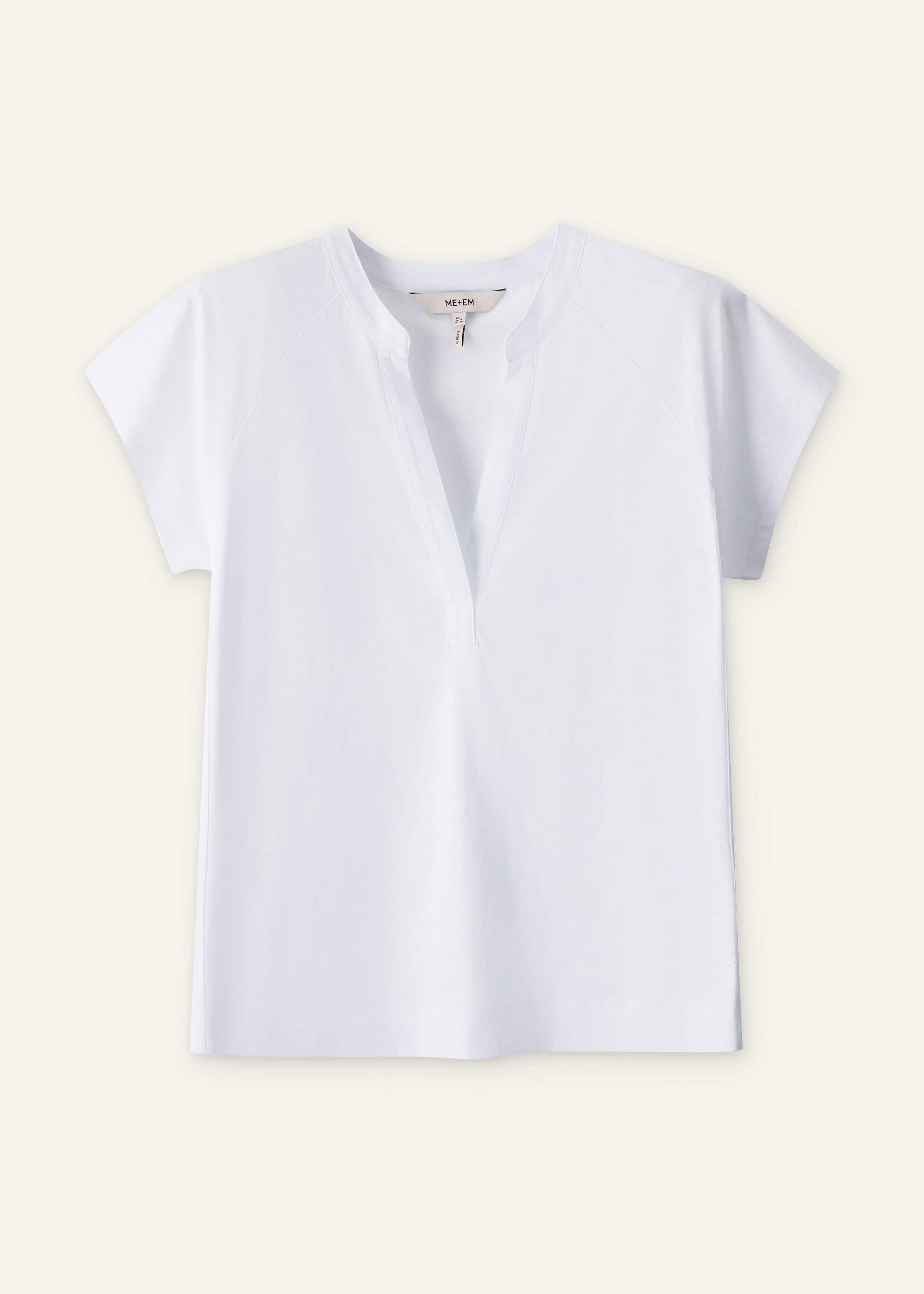 White Open Placket Swing Top