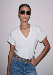 White Soft Washed V-Neck Tee
