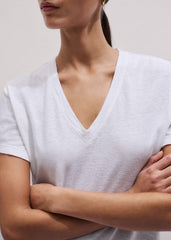 White Soft Washed V-Neck Tee