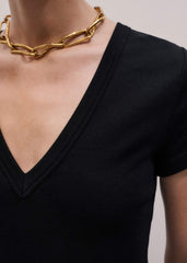 Black Ultimate Fitted Rib V-Neck Tee