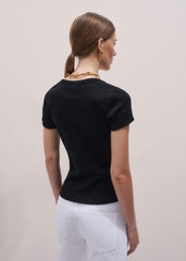 Black Ultimate Fitted Rib V-Neck Tee