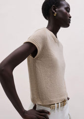 Oatmeal Cashmere Shrunken Knit Baby Tee