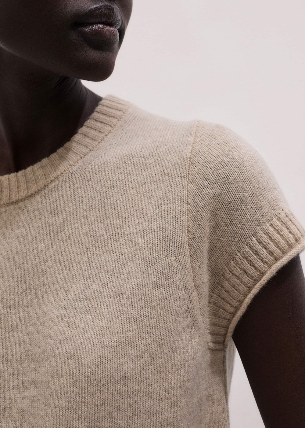 Oatmeal Cashmere Shrunken Knit Baby Tee
