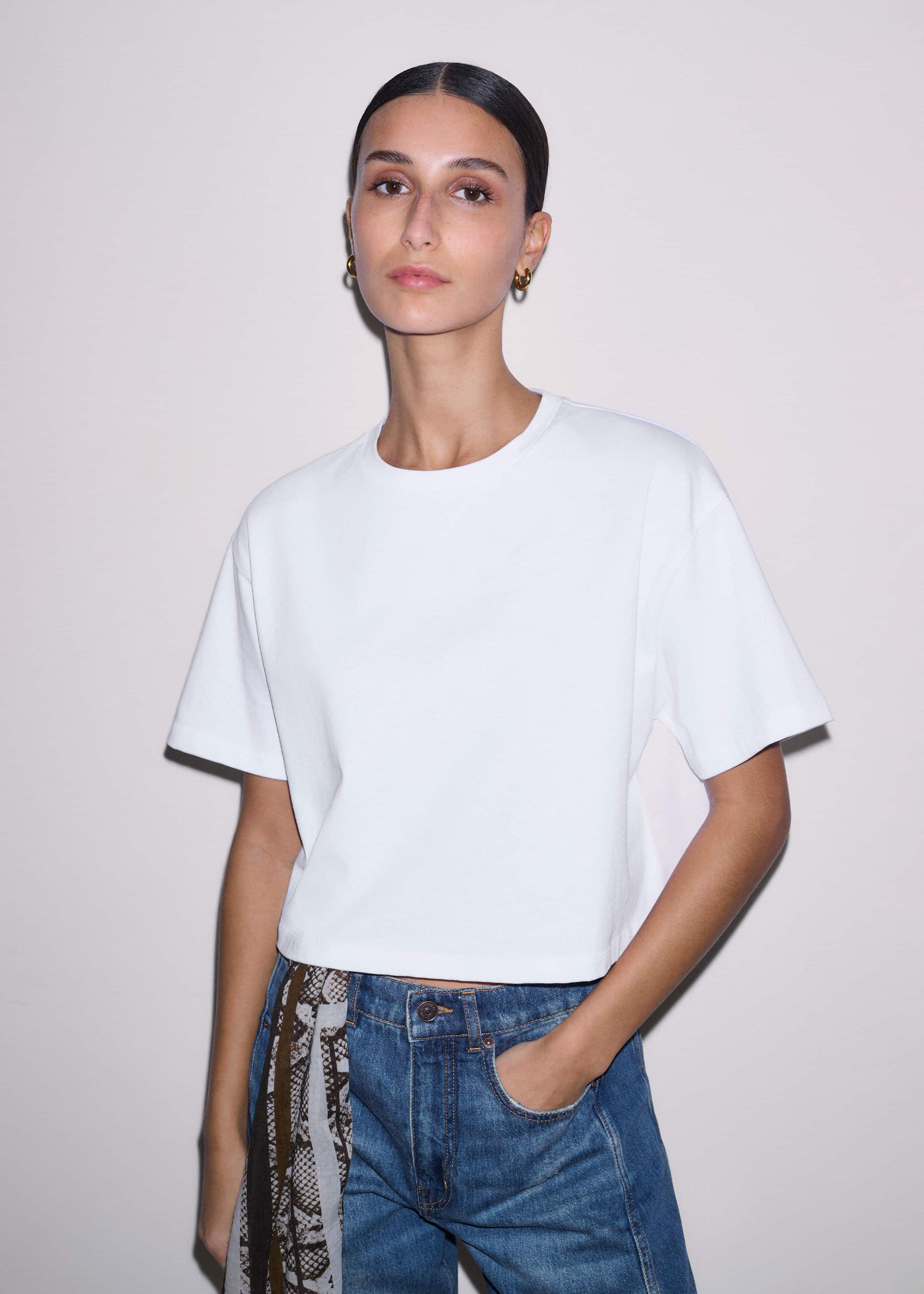 White Relaxed Cropped T-Shirt