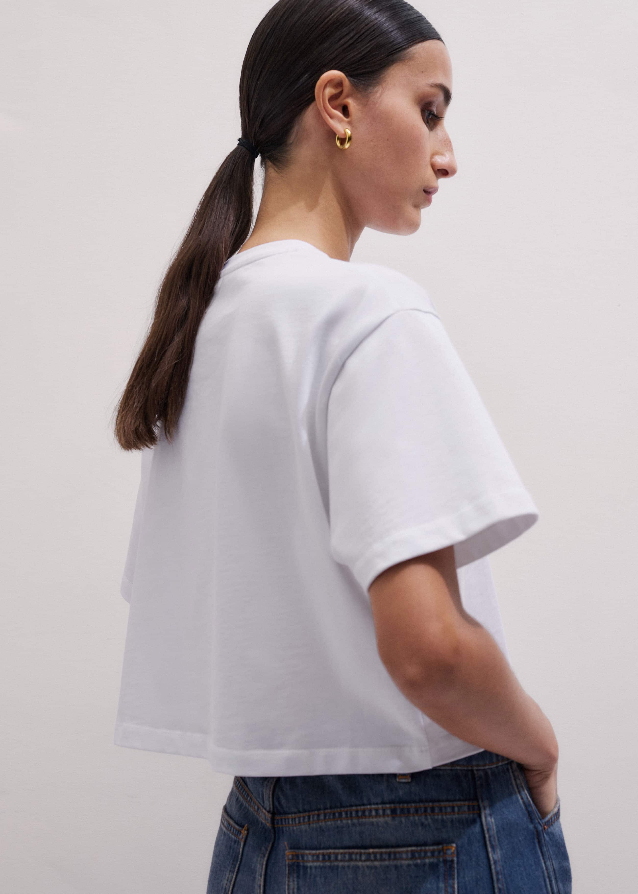 White Relaxed Cropped T-Shirt