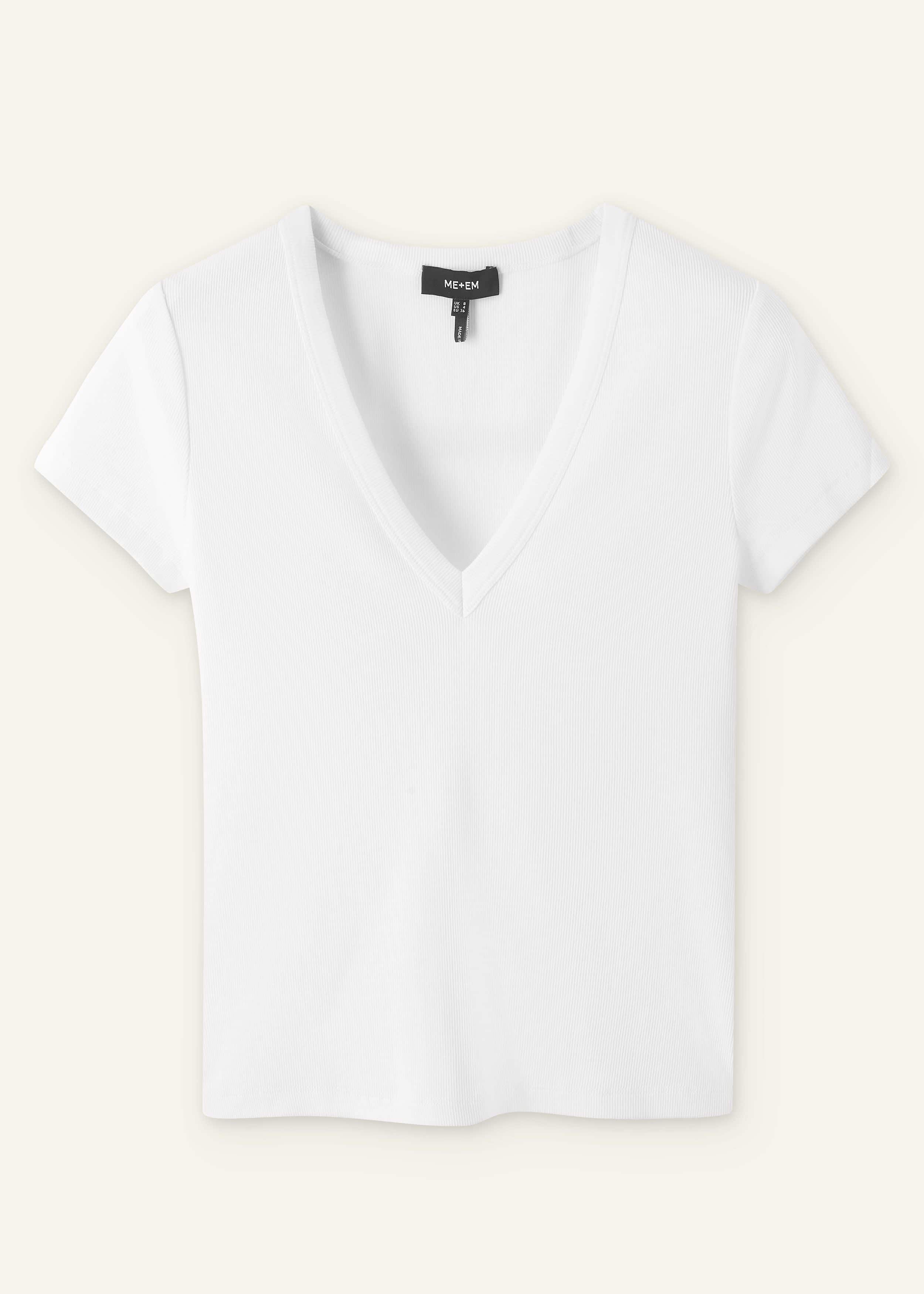 White Ultimate Fitted Rib V-Neck Tee