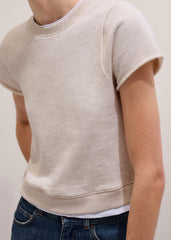 Oatmeal Double Layer Short Sleeve Sweatshirt
