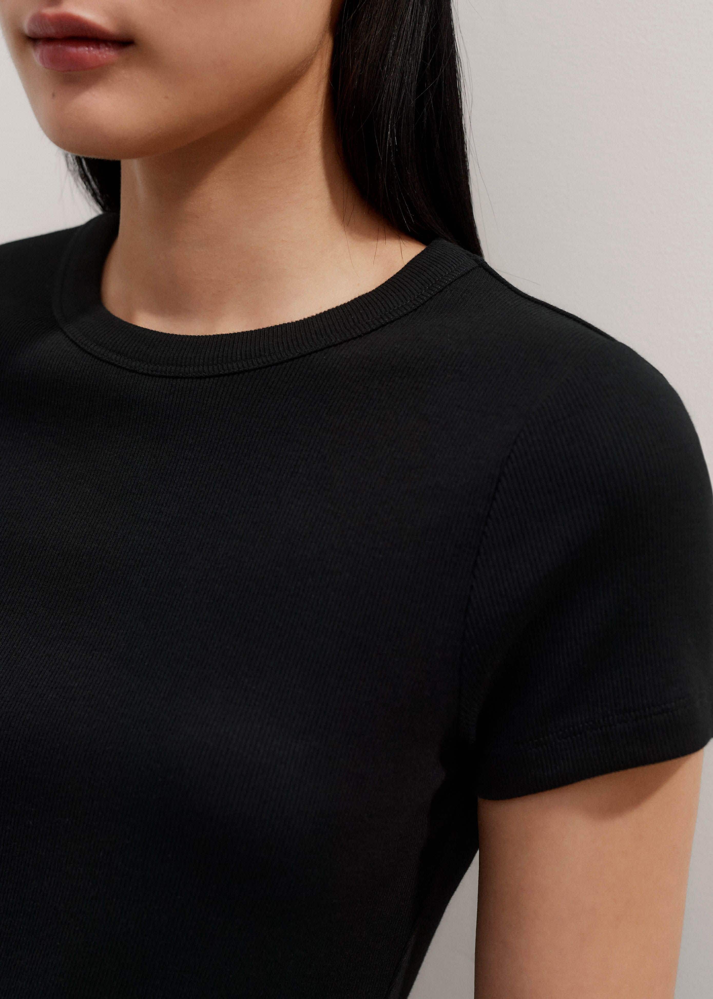 Black Ultimate Fitted Rib Crew Neck Tee