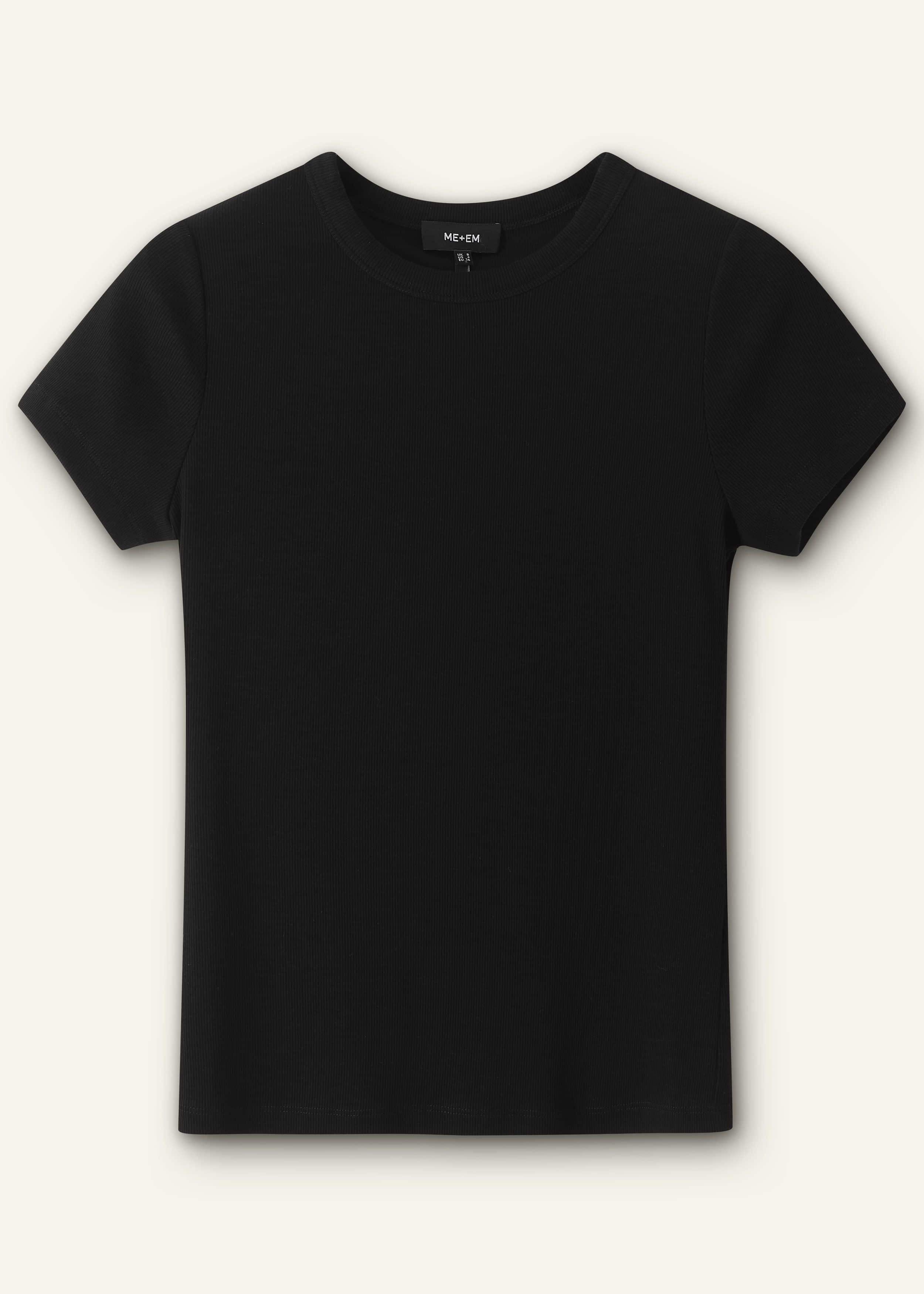 Black Ultimate Fitted Rib Crew Neck Tee