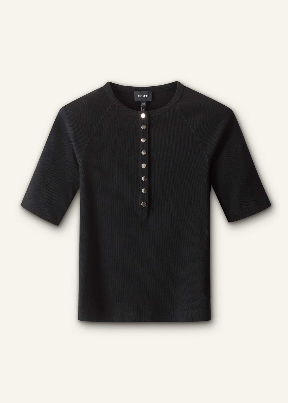Black Short Sleeve Henley Top