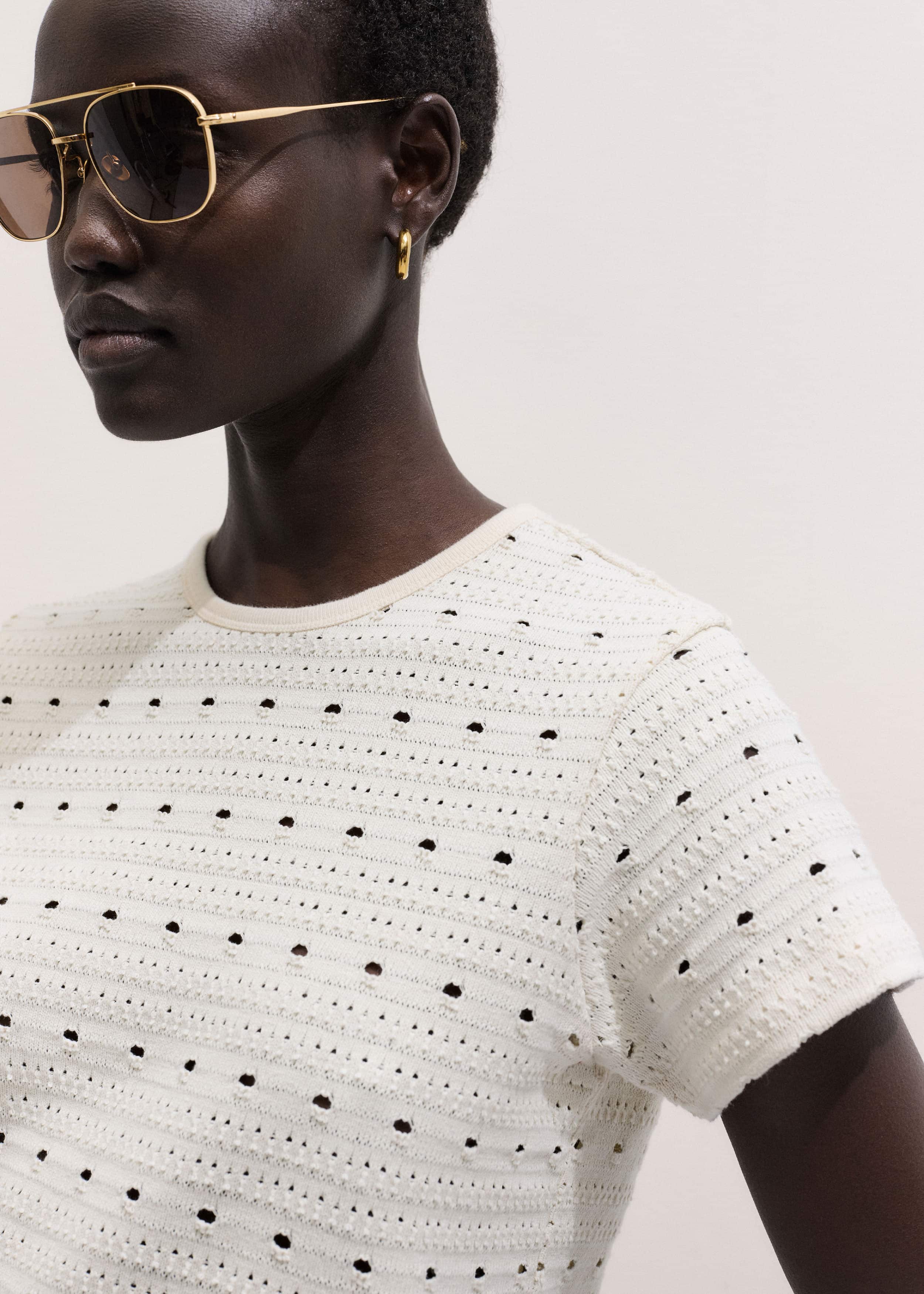 Cream Cutout Baby Tee