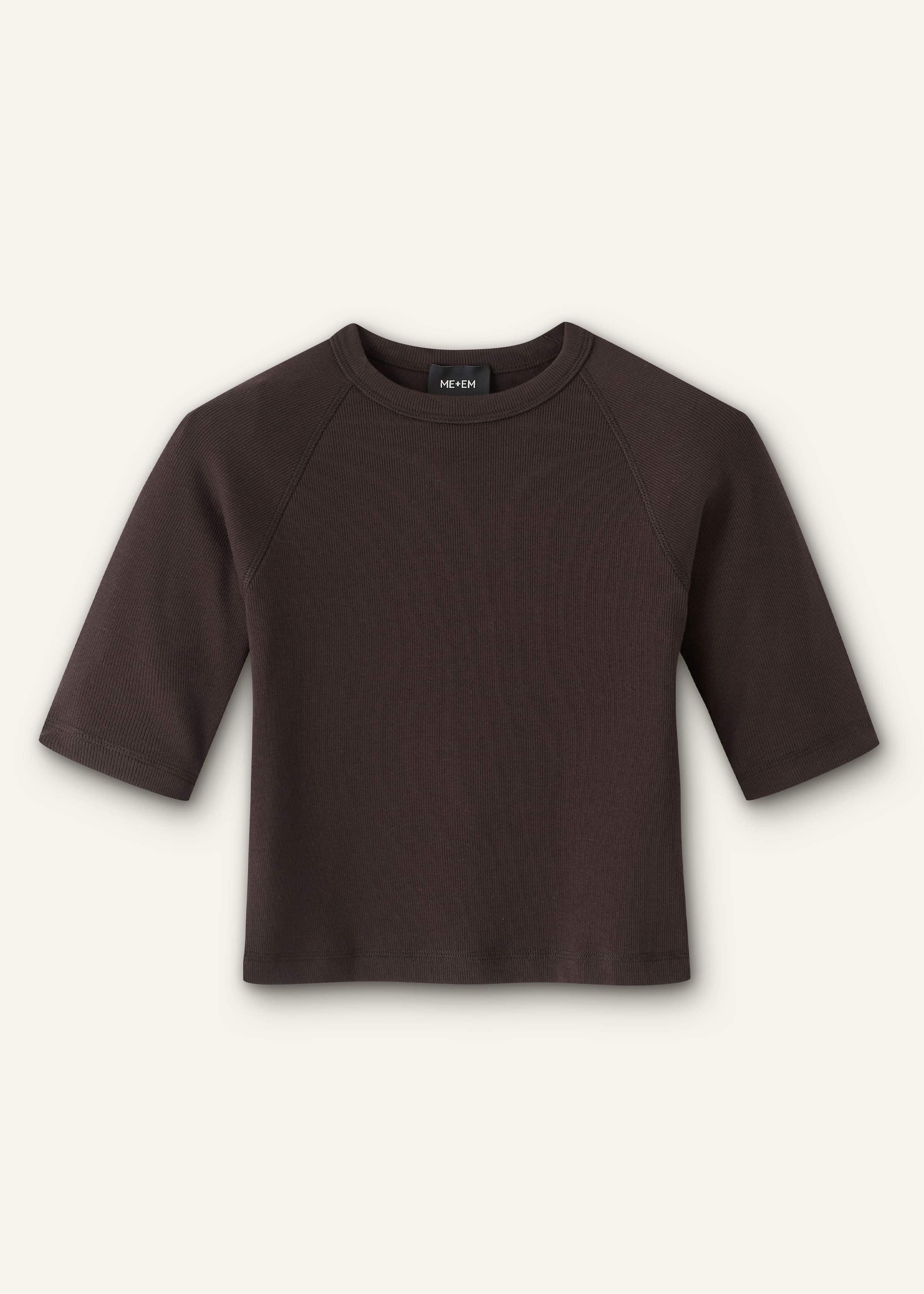 Brown Raglan Crop Tee
