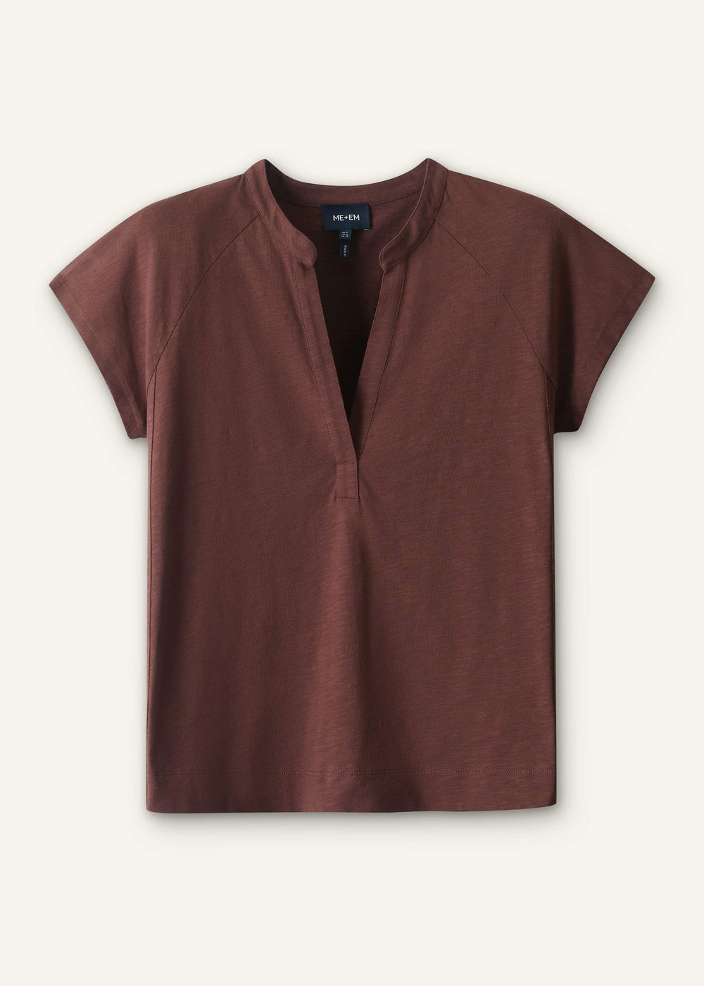 Cinnamon Open Placket V-Neck Swing Top