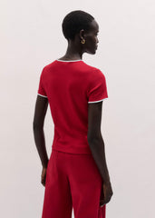Red Contrast Trim Slim Tee
