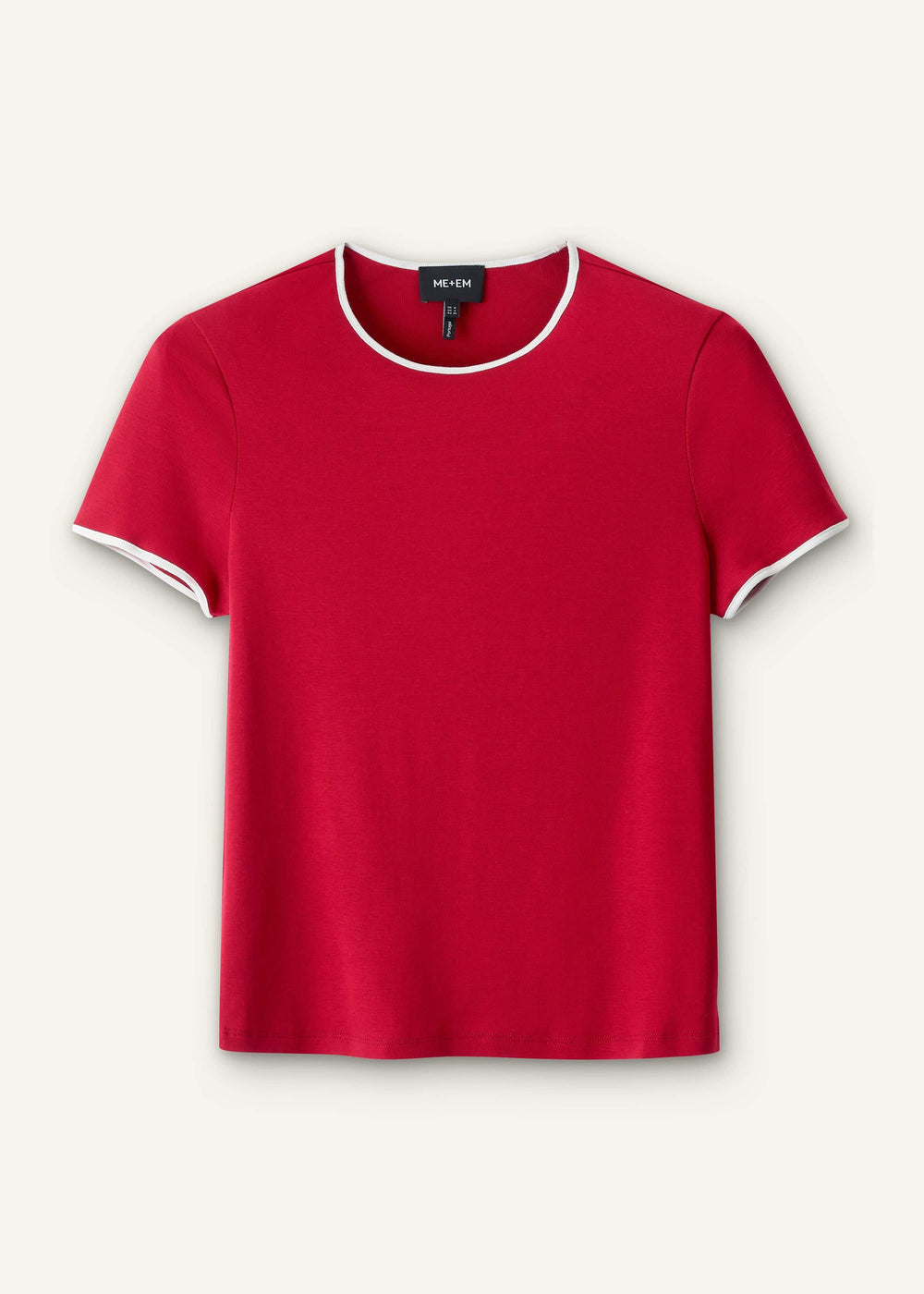Red Contrast Trim Slim Tee