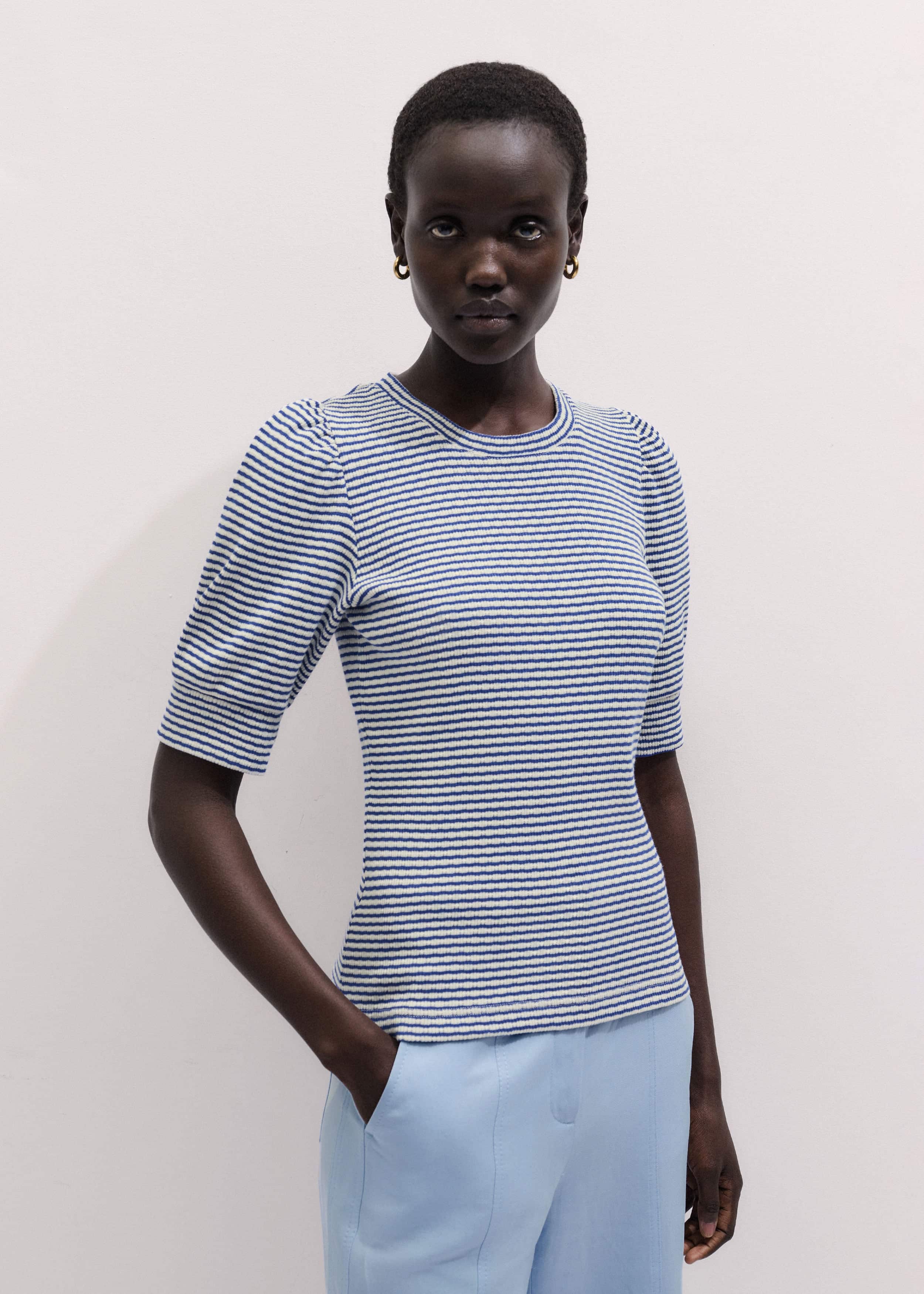 Blue Feminine Sleeve Tee