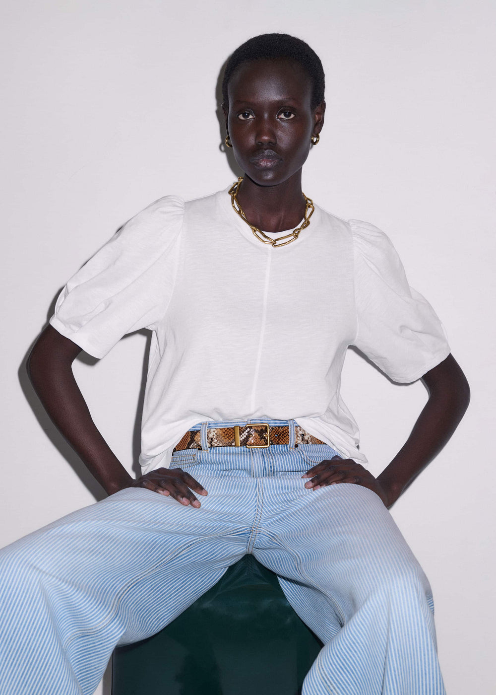 White Feminine Sleeve Swing Top
