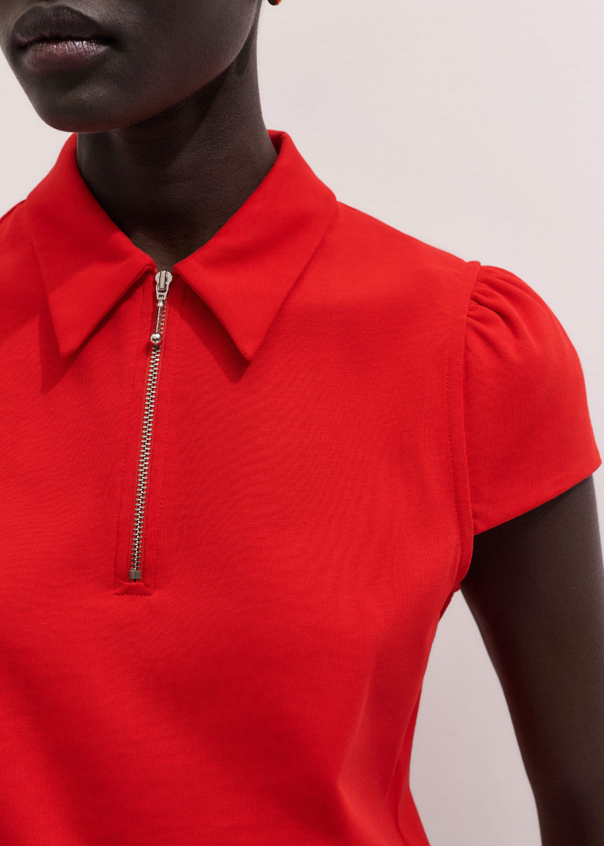Red Cap Sleeve Polo Top