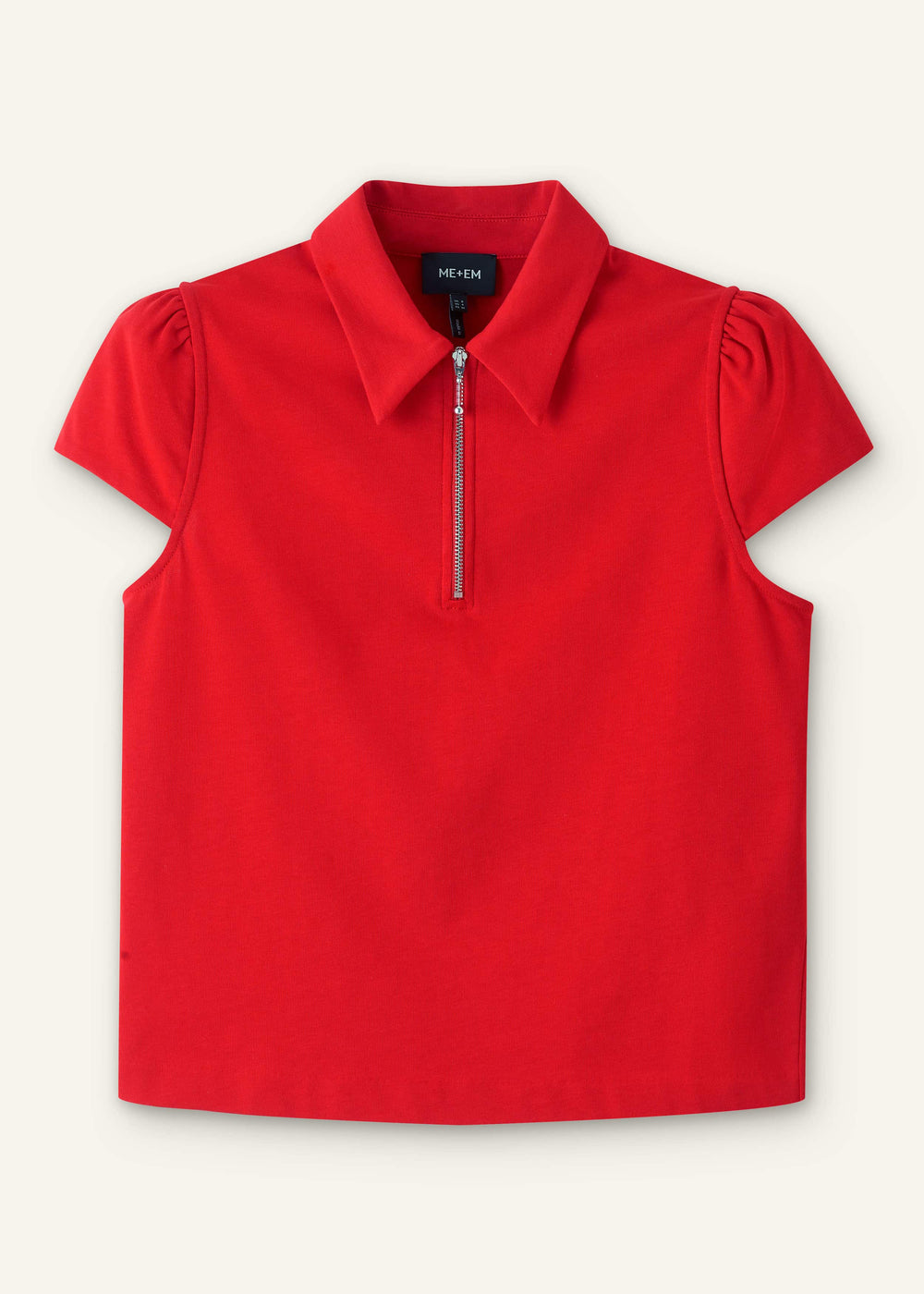 Red Cap Sleeve Polo Top