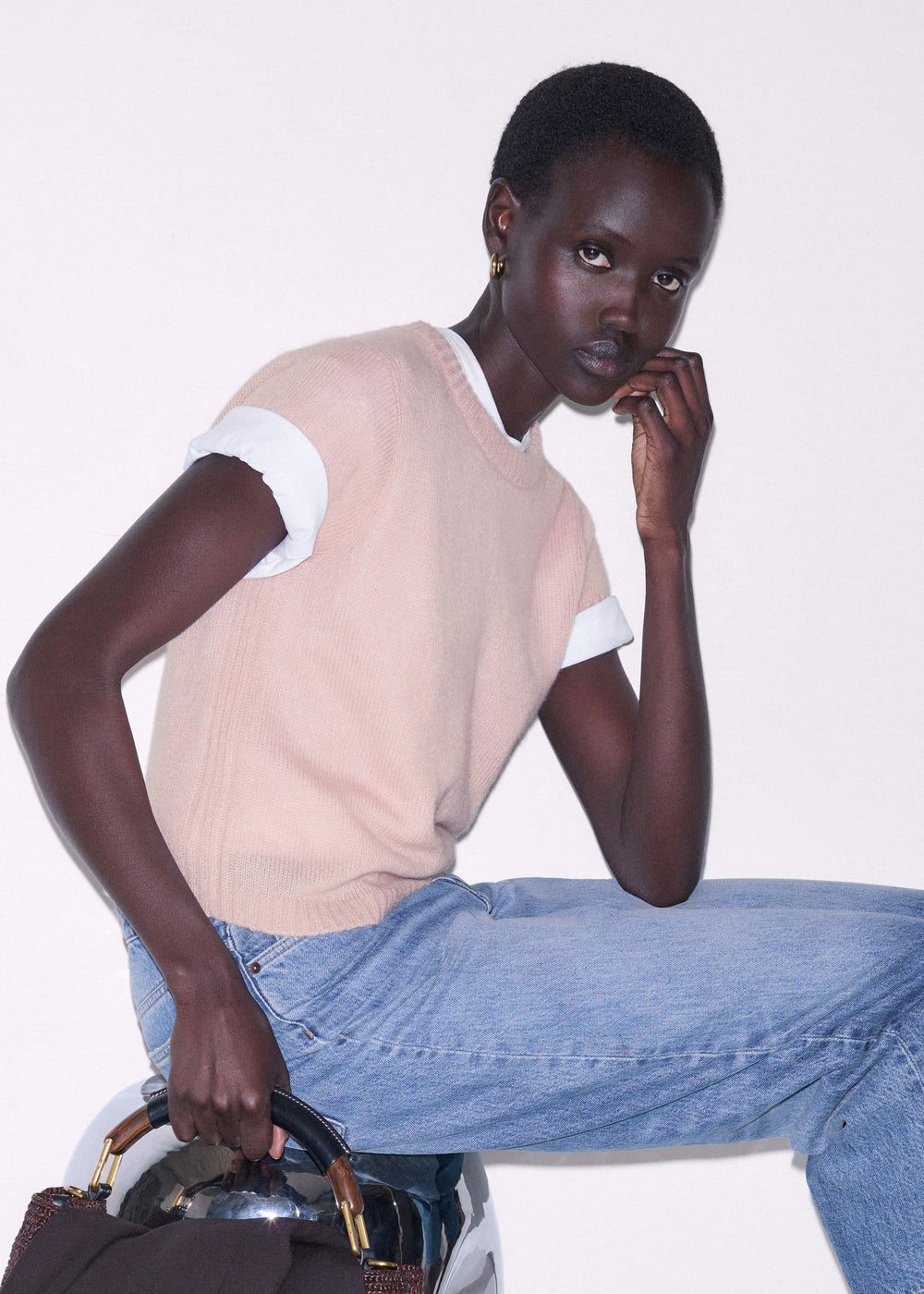 Pink Merino Cashmere Silk Straight Baby Tee