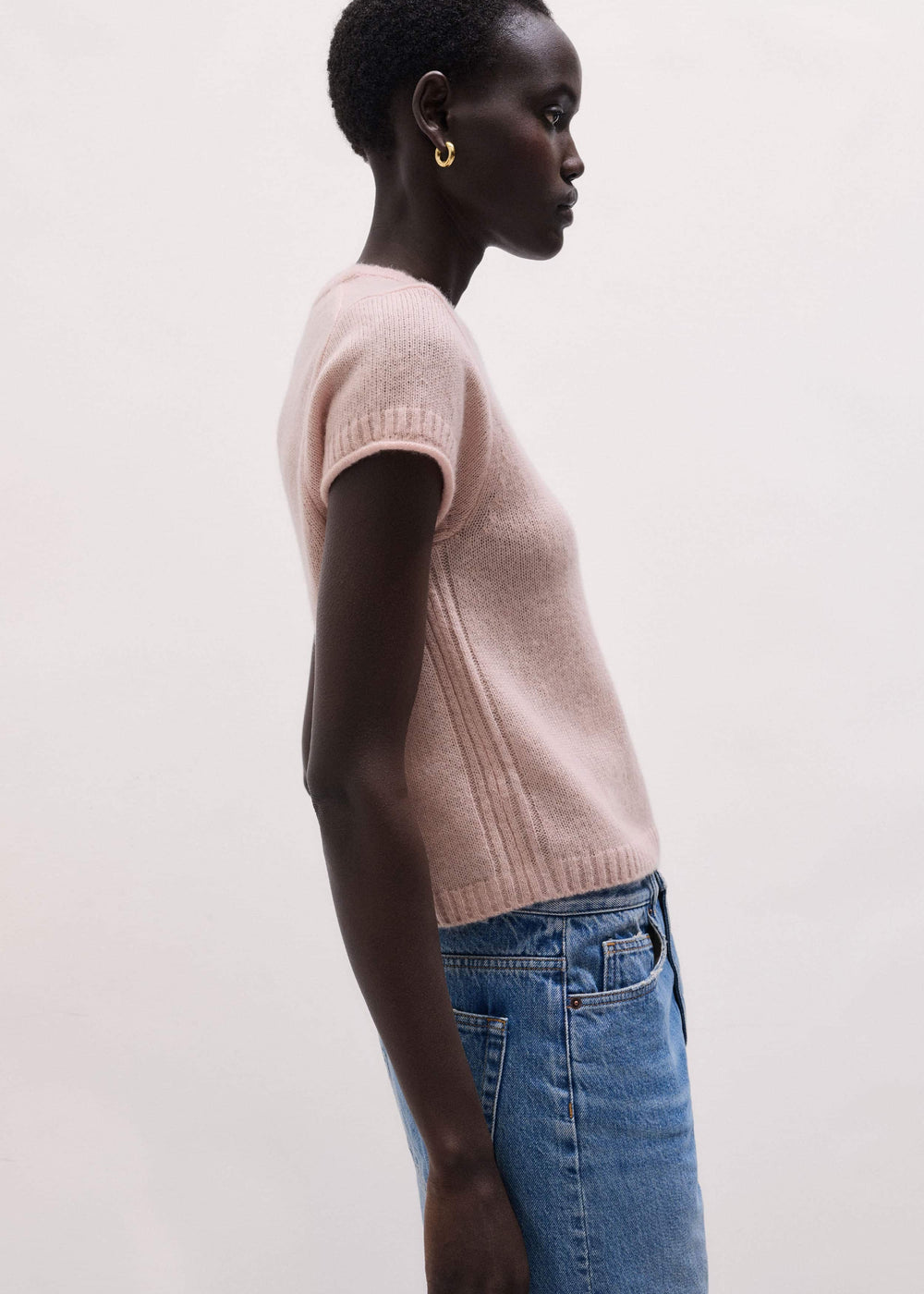 Pink Merino Cashmere Silk Straight Baby Tee