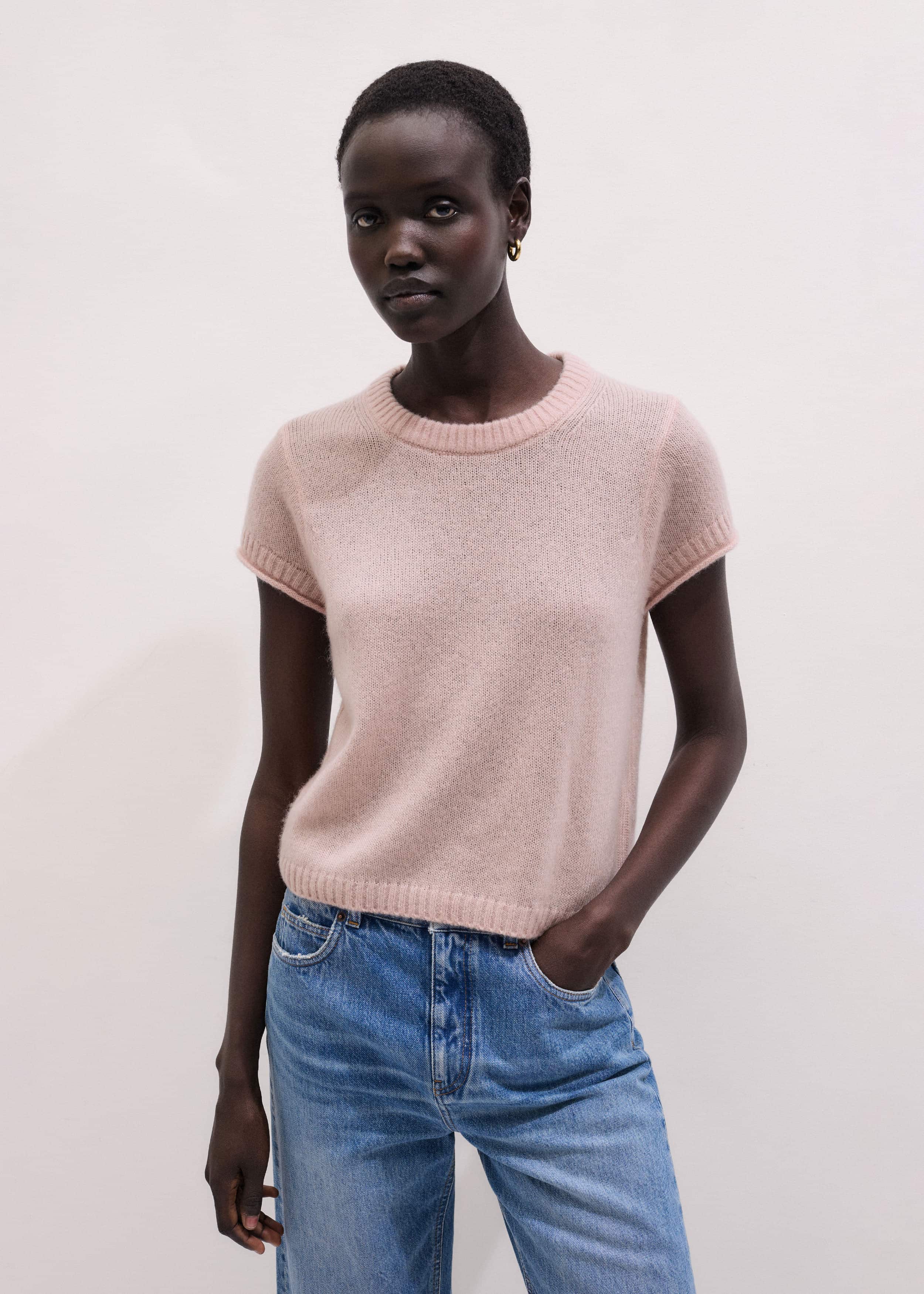 Pink Merino Cashmere Silk Straight Baby Tee
