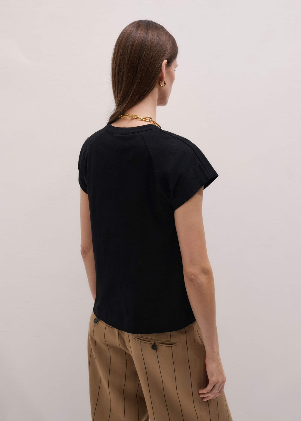 Black Open Placket Swing Top