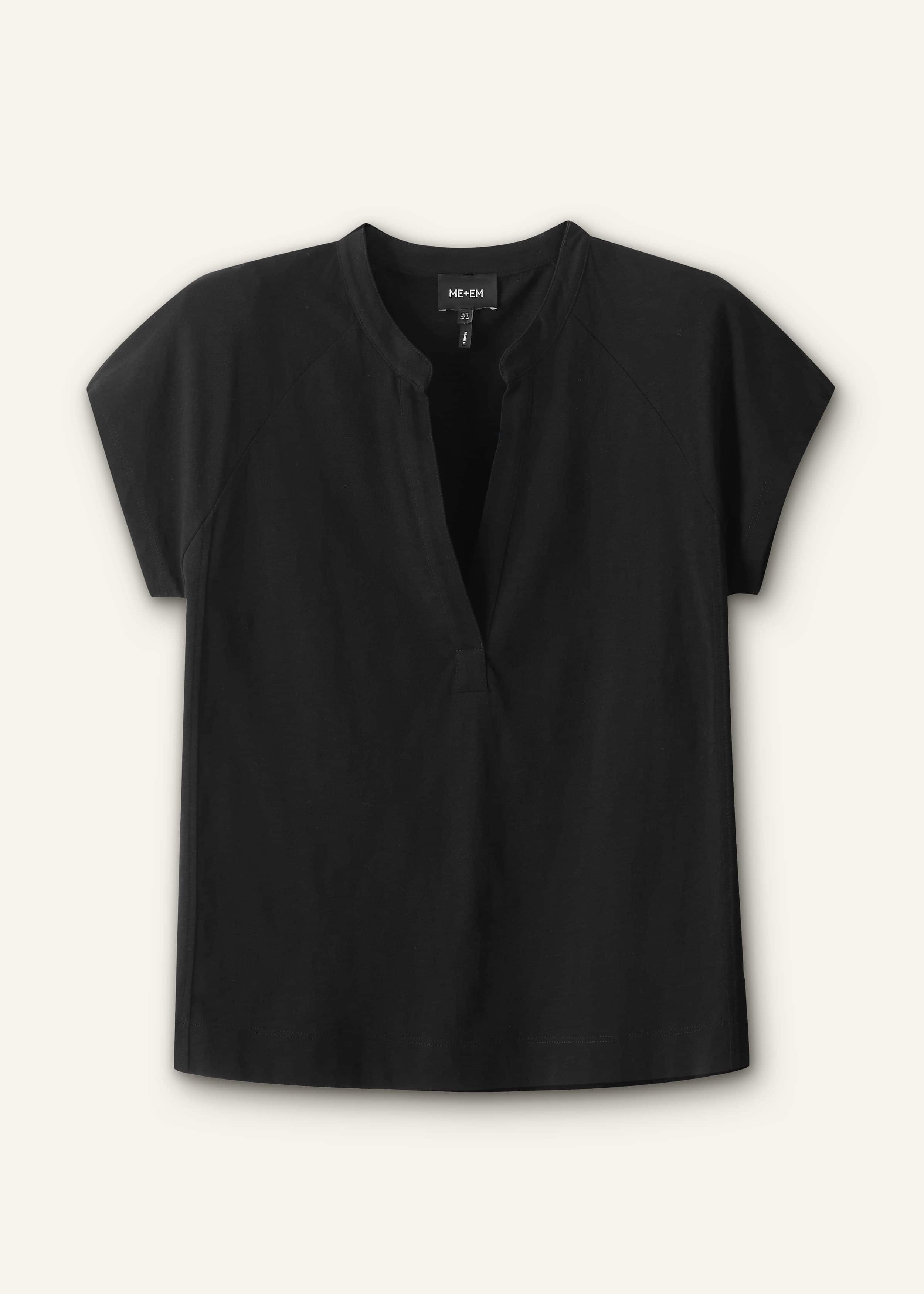 Black Open Placket Swing Top