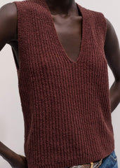 Cinnamon Brown Relaxed Knit Vest